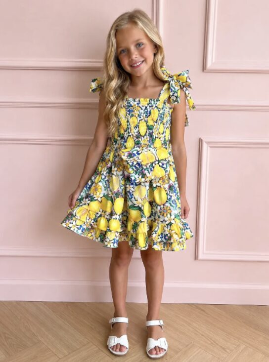 6 Set Box Girl's Dresses + Bag Lemon size MIX